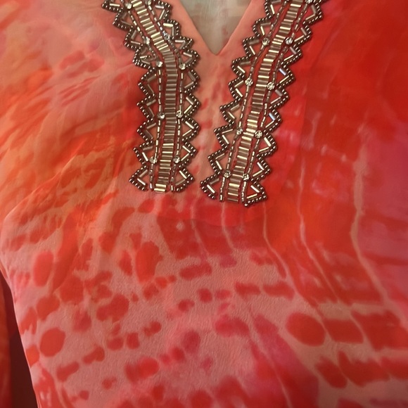 NWOT Chico’s Orange and pink V- Neck top - Picture 5 of 5